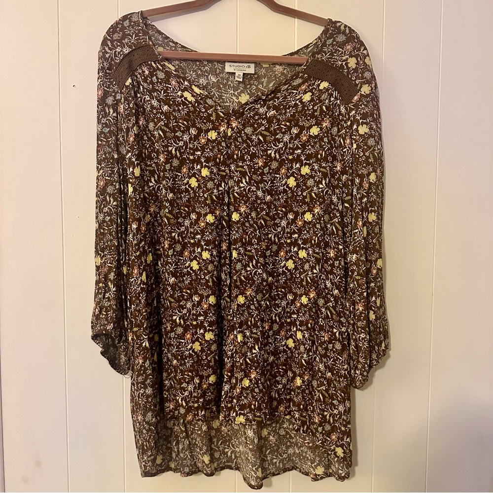 Studio B by Bobeau Floral Plus Size Top 3X